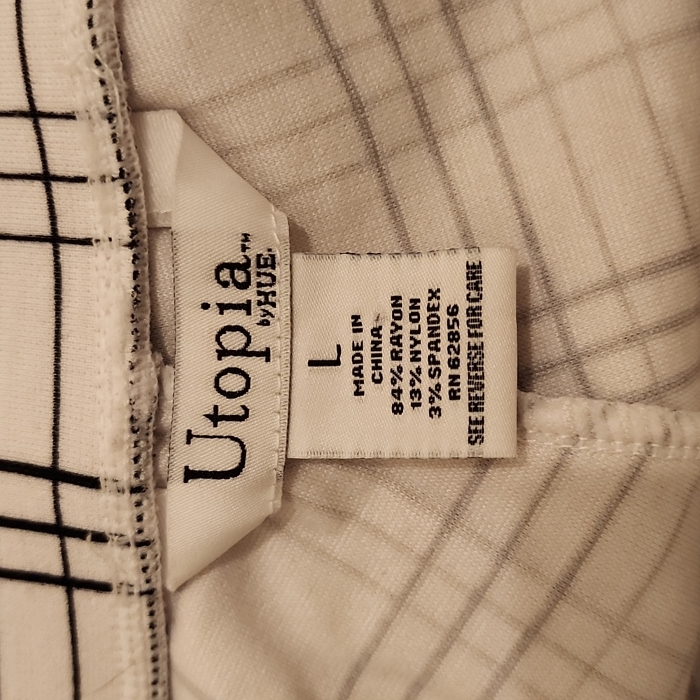 Utopia by Hue Legging High Tise Skimmer Window Pane Plaid size Large - Picture 3 of 11